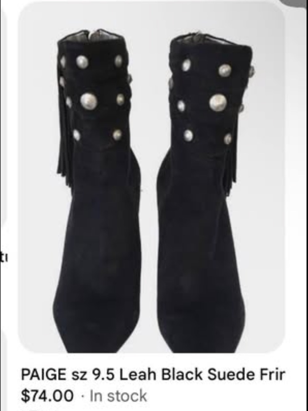 PAIGE Black Suede Studded Fringe Ankle Boots